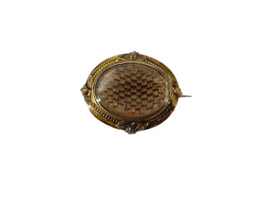 Mourning Brooch with Intricate Hair Design