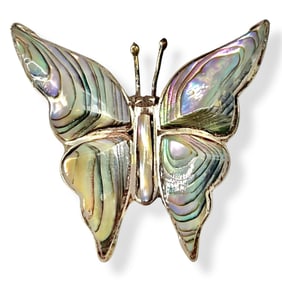 Sterling Silver Butterfly Brooch with Abalone Wings