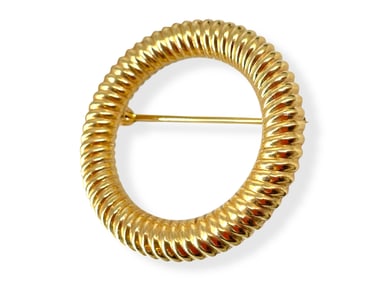 Elegant 14k Ribbed Circle Pin by ìTiffany & Co.î