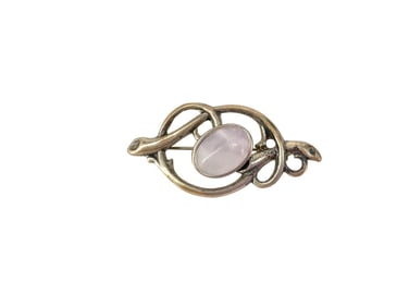 Sterling Silver and Rose Quartz Cabochon Brooch