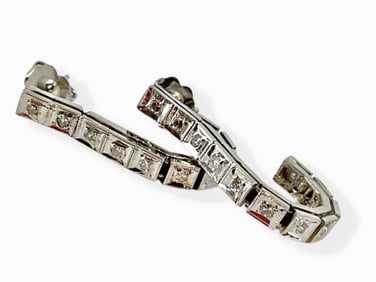 ìJ-Hoopî Diamond Line Earrings in White Gold