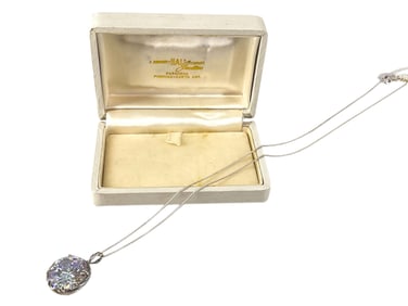 NWT Sterling Silver Necklace w/Large CZ Solitaire in Vintage Box