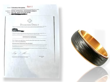 Like New 18k Designer Band (Ring) w/Carbon Fiber Design