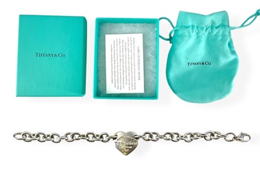 Sterling Silver Tiffany & Company Heart Tag Bracelet