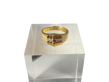 Menís Ring with Ruby and Diamond Accents in 14k