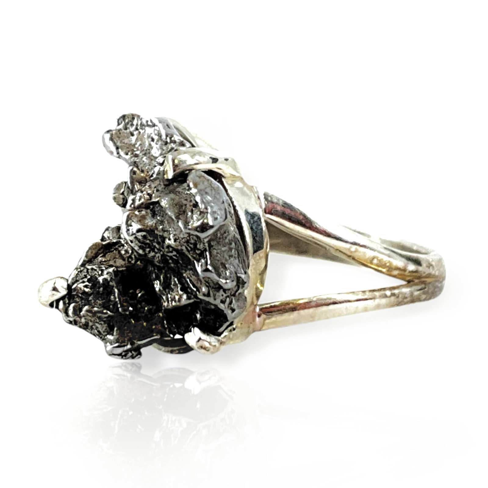 Sterling Silver and Meteorite Stone Ring (1 of 5)