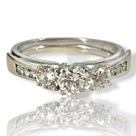 Quality Three-Stone Platinum & Diamond Ring w/Assigned Serial Number