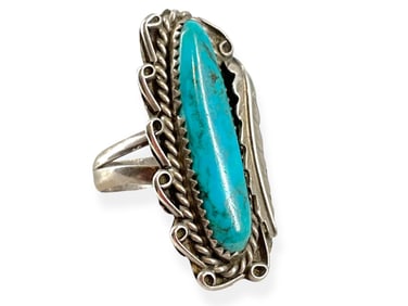 Southwestern Sterling Silver and Turquoise Stone Ring
