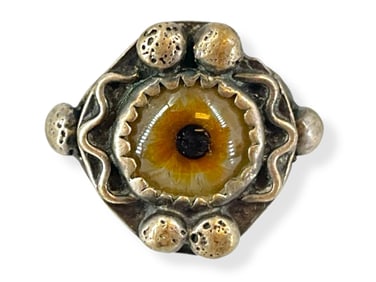 Sterling Ring With Glass Eye Center