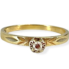 "Orange Blossom" 10kt Yellow Gold and Diamond Solitaire Ring