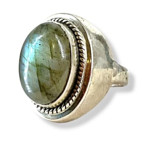 Sterling Silver Ring with Labradorite Stone Cabochon