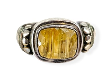 Lori Bonn Sterling Silver and Rutilated Quartz Stone Ring