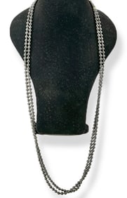 Hematite Stone Beads Multi-Strand Necklace with 14kt Yellow Gold Clasp and Accent Beading