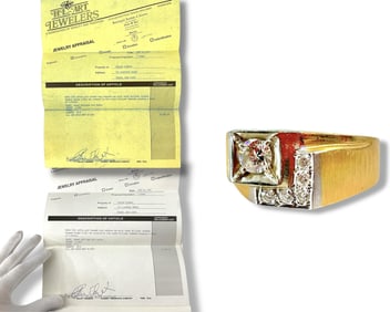 Well-Made Gentlemenís Ring w/Diamonds in 14k