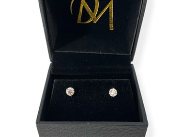 18kt White Gold Post Back Diamond Solitaire Earrings