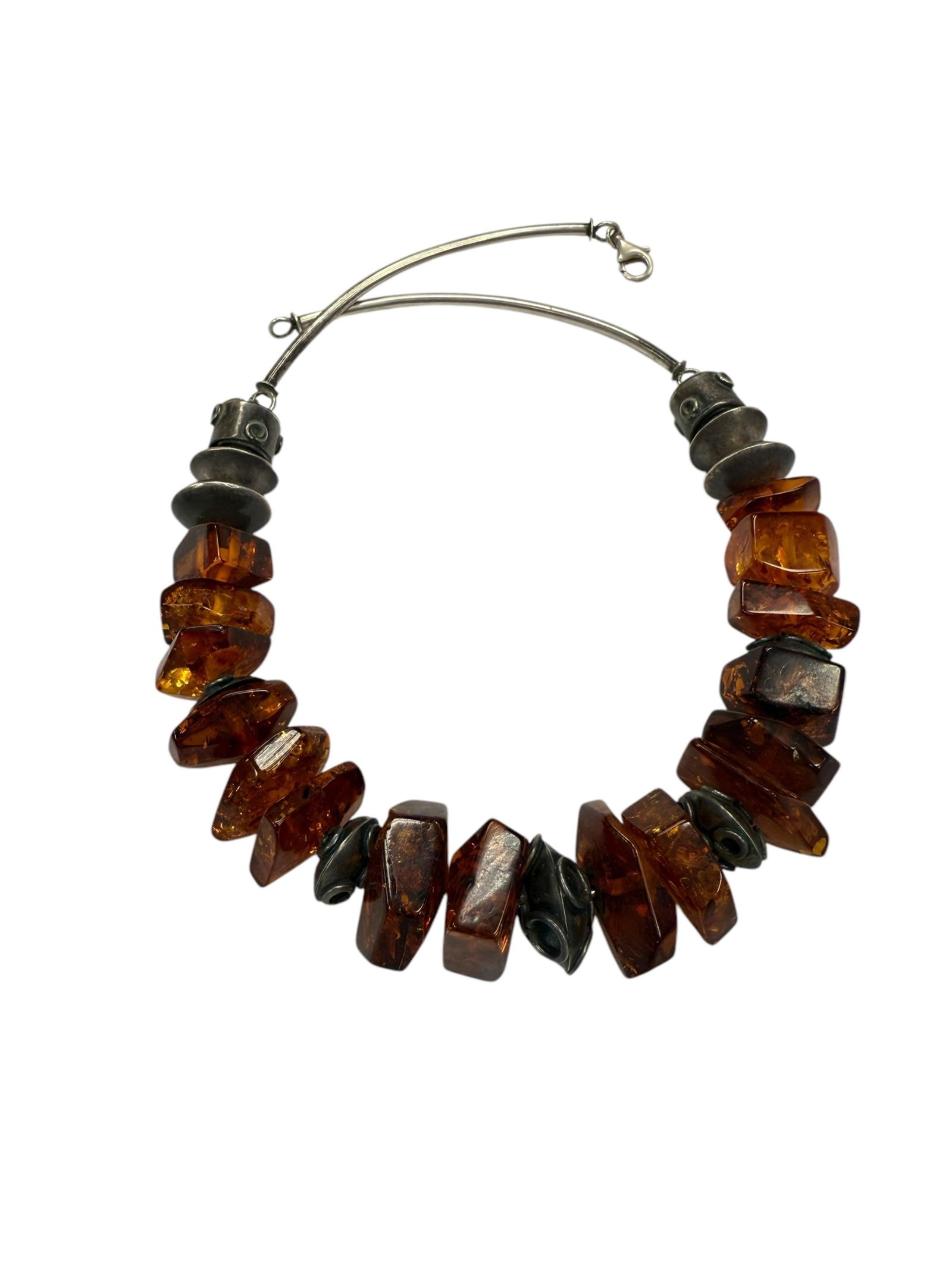 Arts & Crafts Necklace in Silver w/Amber Decoration (1 of 6)