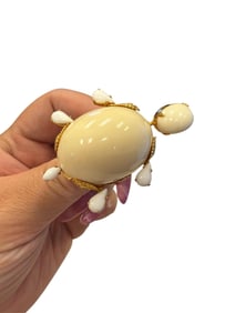 Darling Vintage Signed Schreiner ìEn Tremblantî Turtle Brooch w/White and Off-White Embellishment