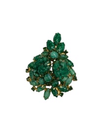 Juliana DE Vintage Gold-Tone Brooch In Green Mixed Cuts