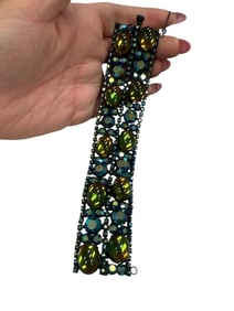 Signed ìAlice Cavinessî Vintage Bracelet in Gorgeous Colors - Blue, Green & Yellow Iridescence