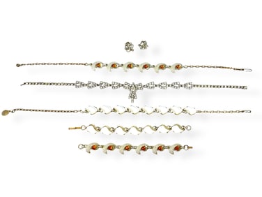 Two Sets of Vintage Necklaces and Matching Bracelets and a Pretty Rhinestone Necklace & Earrings