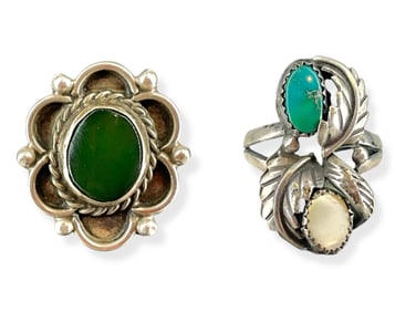 Two Silver Southwestern Designed Rings