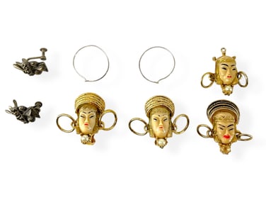 Likely Selro Selini Fashion Set - Earrings/Pin/Pendant - Sterling Silver Earring Hoops and Vintage