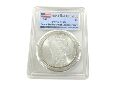 2021-P U.S. Silver Peace Dollar Coin in Slab