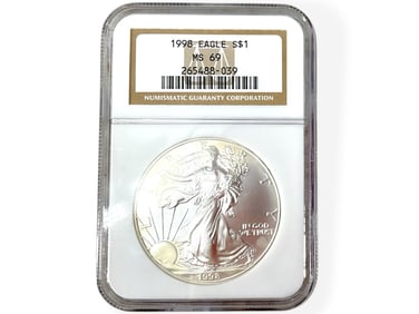 U.S. $1.00 Eagle Fine Silver Bullion Coin - Graded in Case