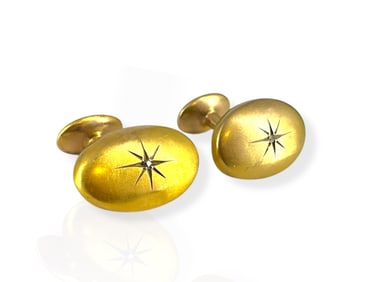 Vintage Gold Cufflinks w/Tiny Diamond Accent