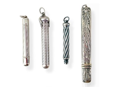 Four Pieces of Vintage/Antique Silver Writing Instruments