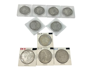 Ten U.S. Silver Dollar Coins