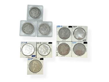Ten U.S. Silver Dollar Coins