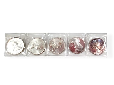 Five 1 oz. Fine Silver Bullion Rounds