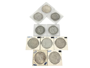 Ten U.S. Silver Dollar Coins