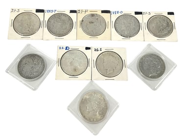 Ten U.S. Silver Dollar Coins