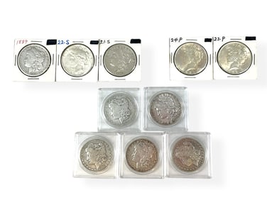 Ten U.S. Silver Dollar Coins
