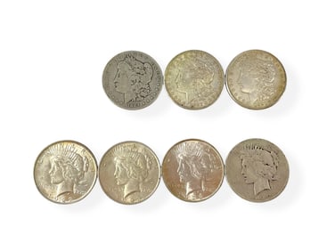 Seven U.S. Silver Dollar Coins