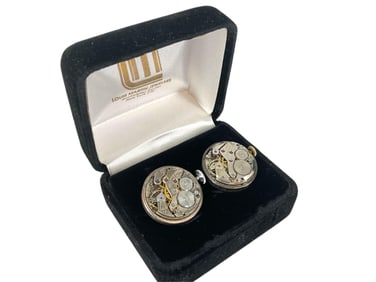Unusual Cufflinks Made of Old Watch Movements in Silver