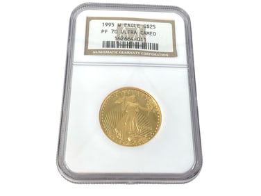 1995-W U.S. $25.00 Gold Half Eagle Bullion Coin - 1/2 oz. Fine Gold - in Slab