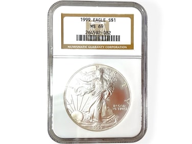 U.S. $1.00 Eagle Fine Silver Bullion Coin - Graded in Case