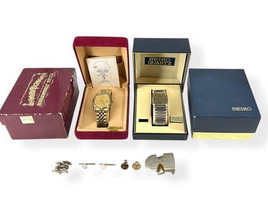 Vintage Jules Jurgensen Mens' Wristwatch in Original Box, Older Seiko Quartz Watch in Original Box,