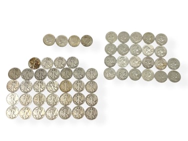 Fifty-Eight U.S. Silver Half Dollar Coins
