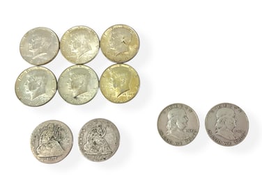 10 U.S. Silver Half Dollar Coins