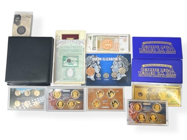 Assortment of Coins and Currency