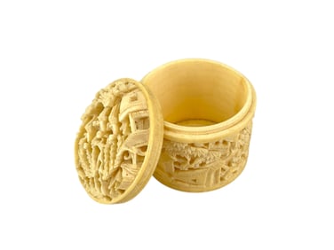 Small Carved Ivory/Bone Trinket Box *See IVORY Selling Parameters Below*