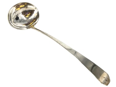 Large and Rare Silver Coffin-End Ladle by Samuel White, NY, Circa 1800
