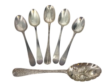 Six Early Sterling Silver Spoons