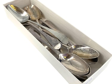 Collection of 14 Early Silver Spoons - Some From the 1700's