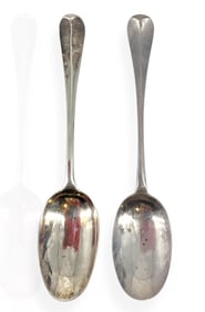 Two Antique Sterling London Rat Tail Tablespoons - Earlier 1700's