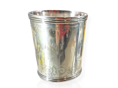 Collectible Antique Coin Silver Beaker by D. Kinsey - Cincinnati Ohio Silversmith - Pre Civil War